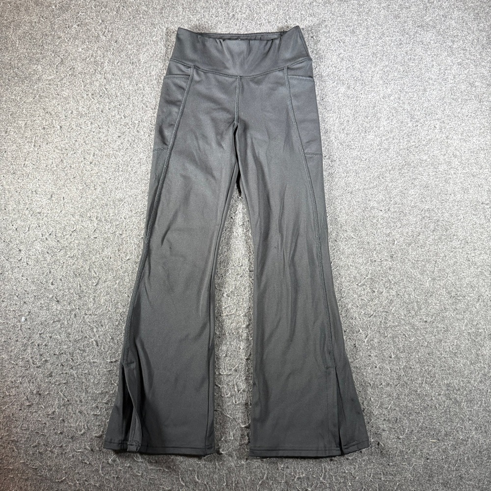 Abercrombie Kids YPB Black Flare Activewear Pants Split Hem Pockets Size 11/12